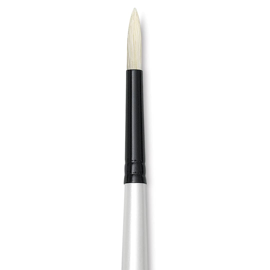 Open in modal - Robert Simmons Simply Simmons Chungking Hog Bristle Brush - Round, Long Handle, Size 4 close up