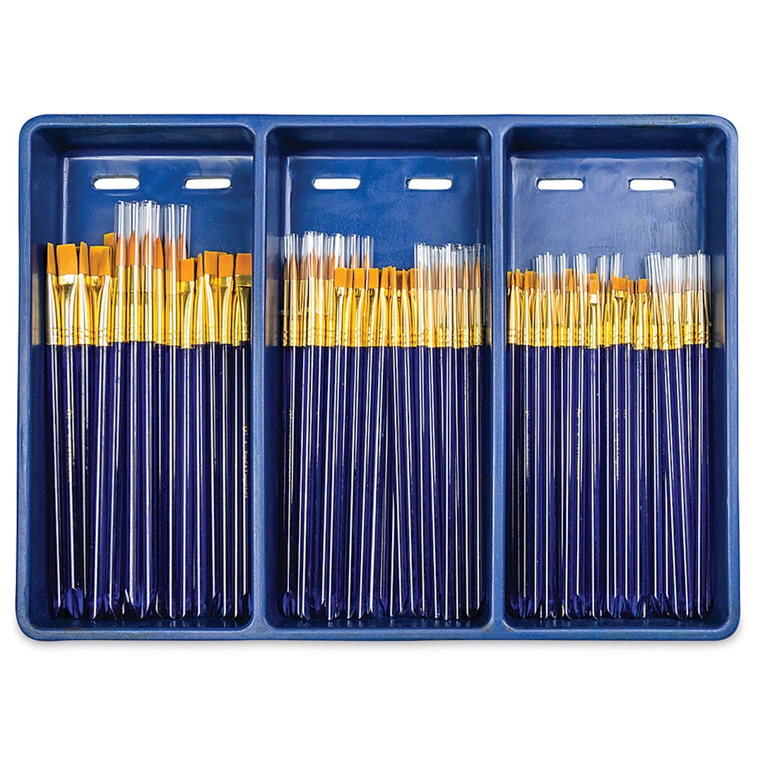 Open in modal - Royal & Langnickel Classroom Assortment - Detail Round/Flat, Golden Taklon, Set of 120