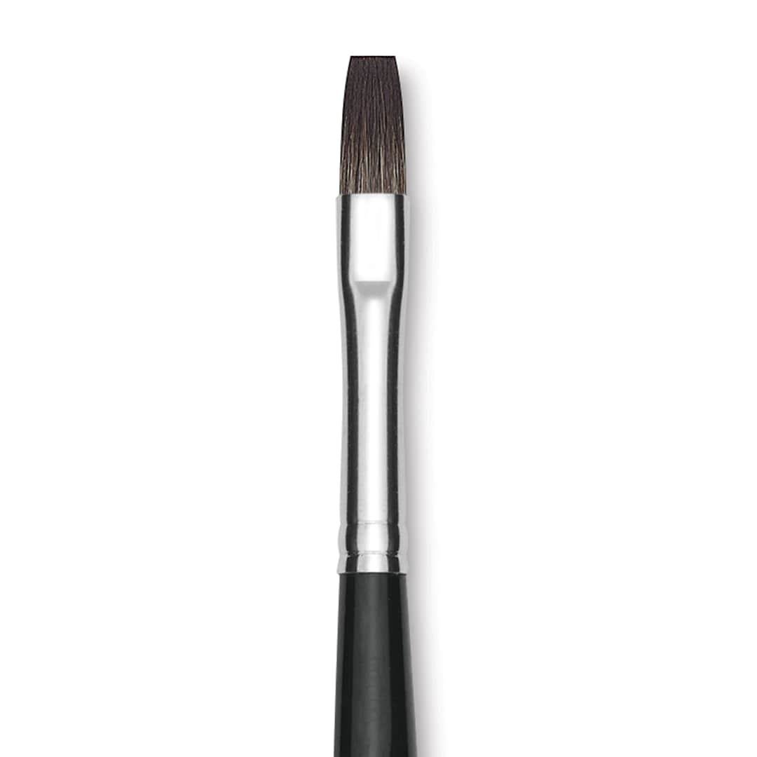 Open in modal - Da Vinci Casaneo Synthetic Squirrel Watercolor Brush - Flat, Size 6, Short Handle, Synthetic, close up