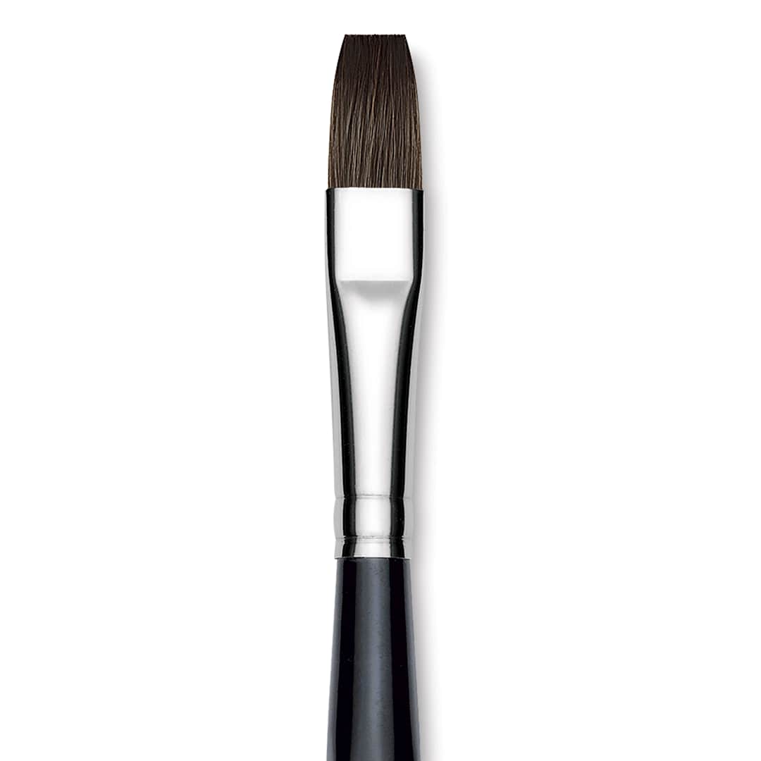 Open in modal - Da Vinci Casaneo Synthetic Squirrel Watercolor Brush - Flat, Size 12, Short Handle, Synthetic, close up