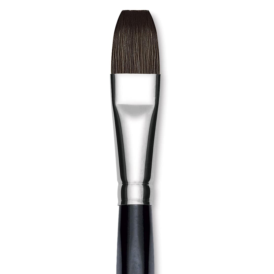 Open in modal - Da Vinci Casaneo Synthetic Squirrel Watercolor Brush - Flat, Size 16, Short Handle, Synthetic, close up