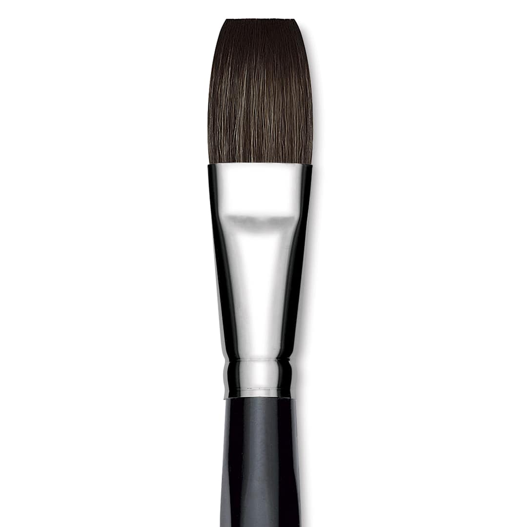 Open in modal - Da Vinci Casaneo Synthetic Squirrel Watercolor Brush - Flat, Size 24, Short Handle, Synthetic, close up