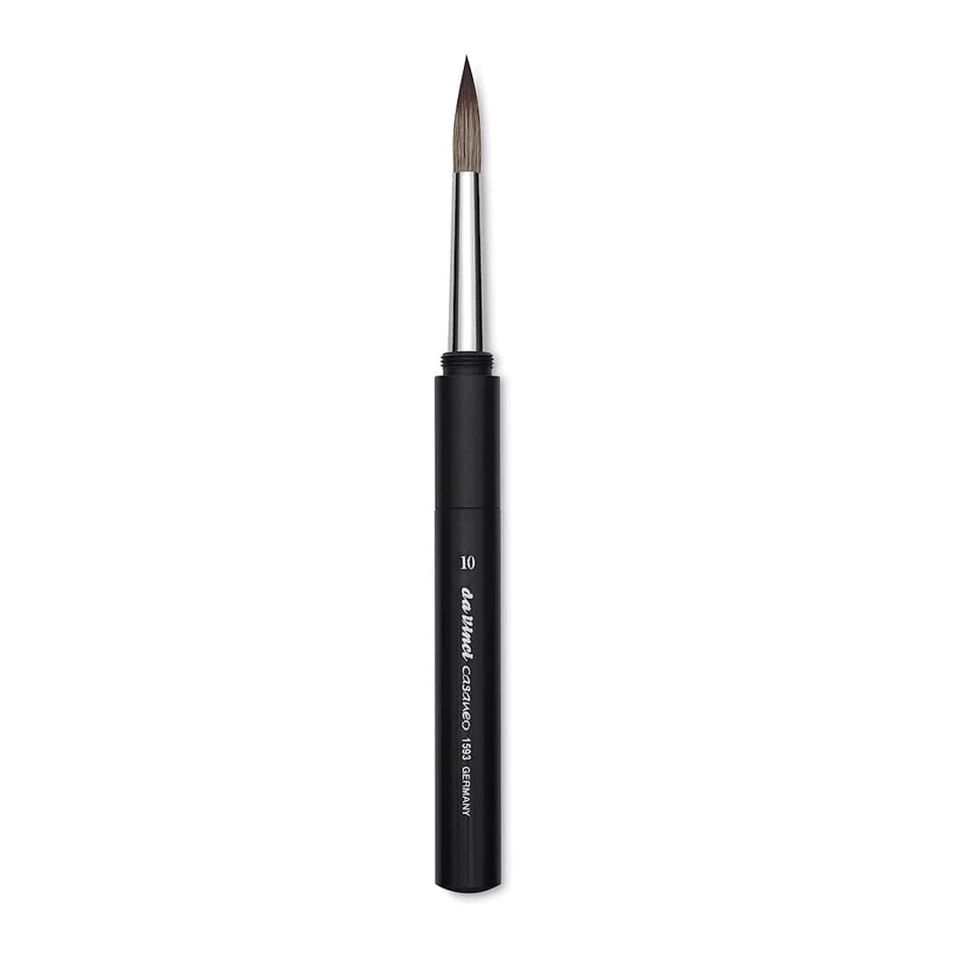 Open in modal - Da Vinci Casaneo Synthetic Squirrel Watercolor Brush - Travel Round, Size 10, Short Handle 