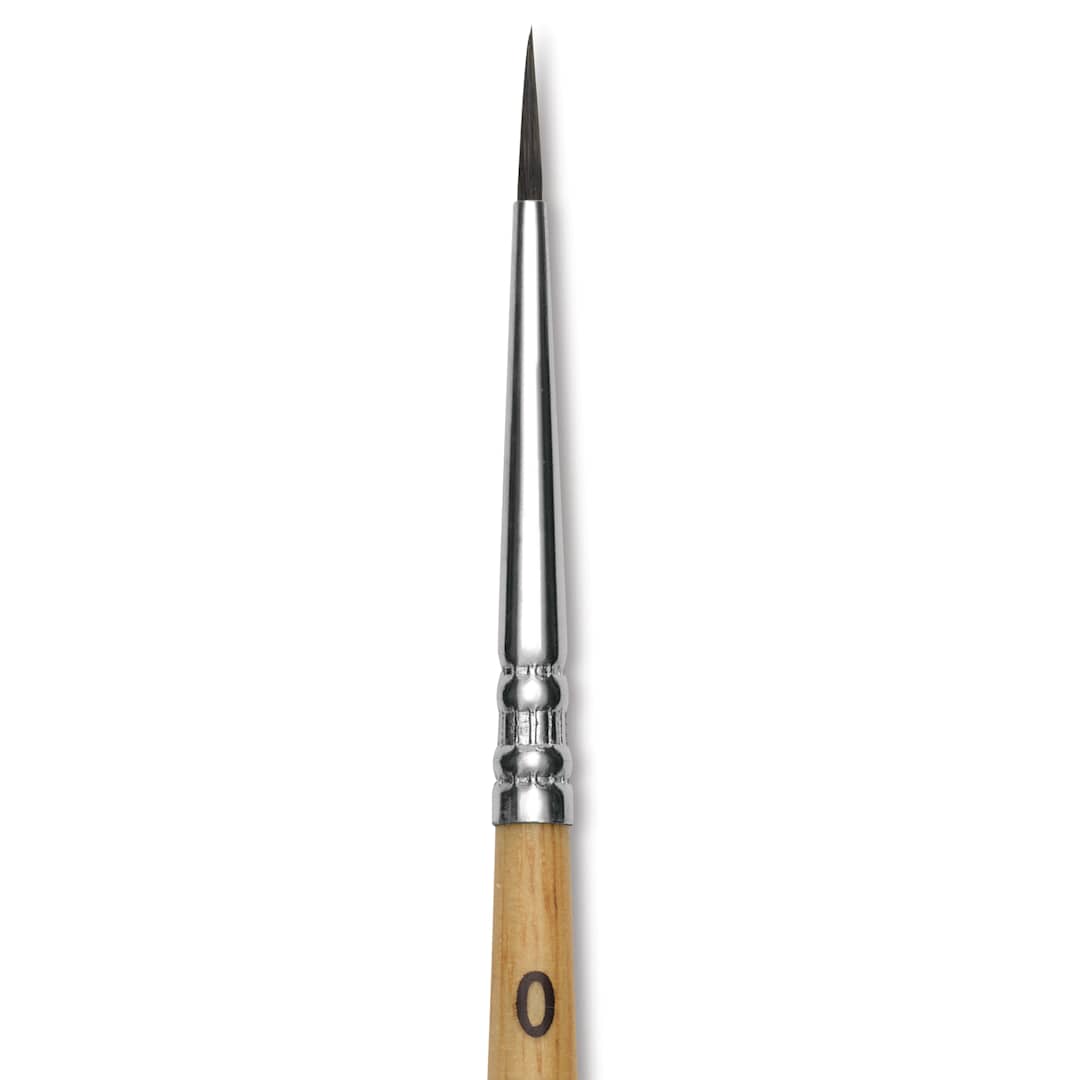 Open in modal - Escoda Squirrel Hair Ceramic Brush - Round Pointed, Size 0 (Close-up of brush)