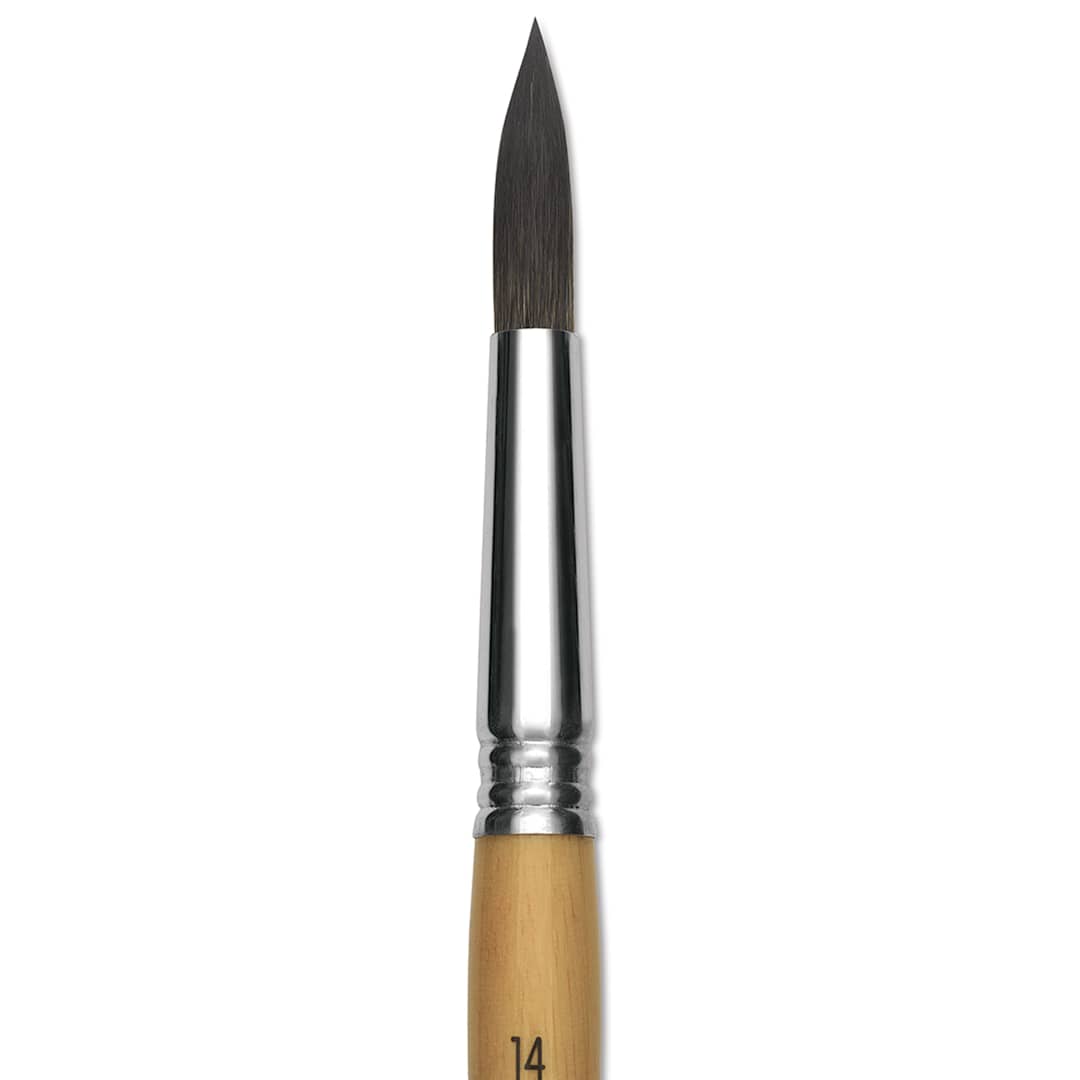 Open in modal - Escoda Squirrel Hair Ceramic Brush - Round Pointed, Size 14 (Close-up of brush)