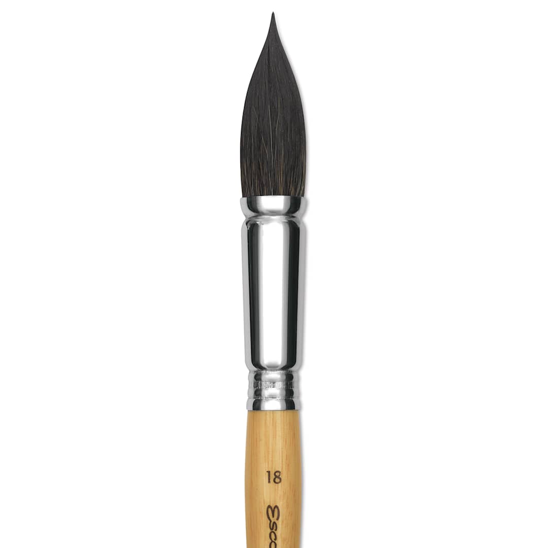 Open in modal - Escoda Squirrel Hair Ceramic Brush - Full Body Oval, Size 18 (Close-up of brush)