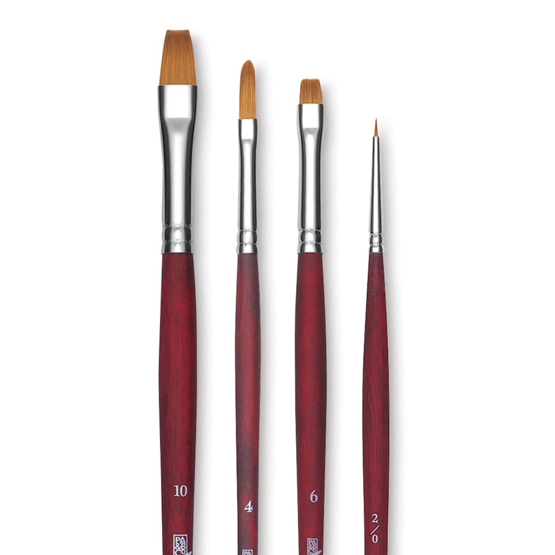 Open in modal - Princeton Velvetouch Series 3900 Brushes - Set of 4, Long Handle, close up