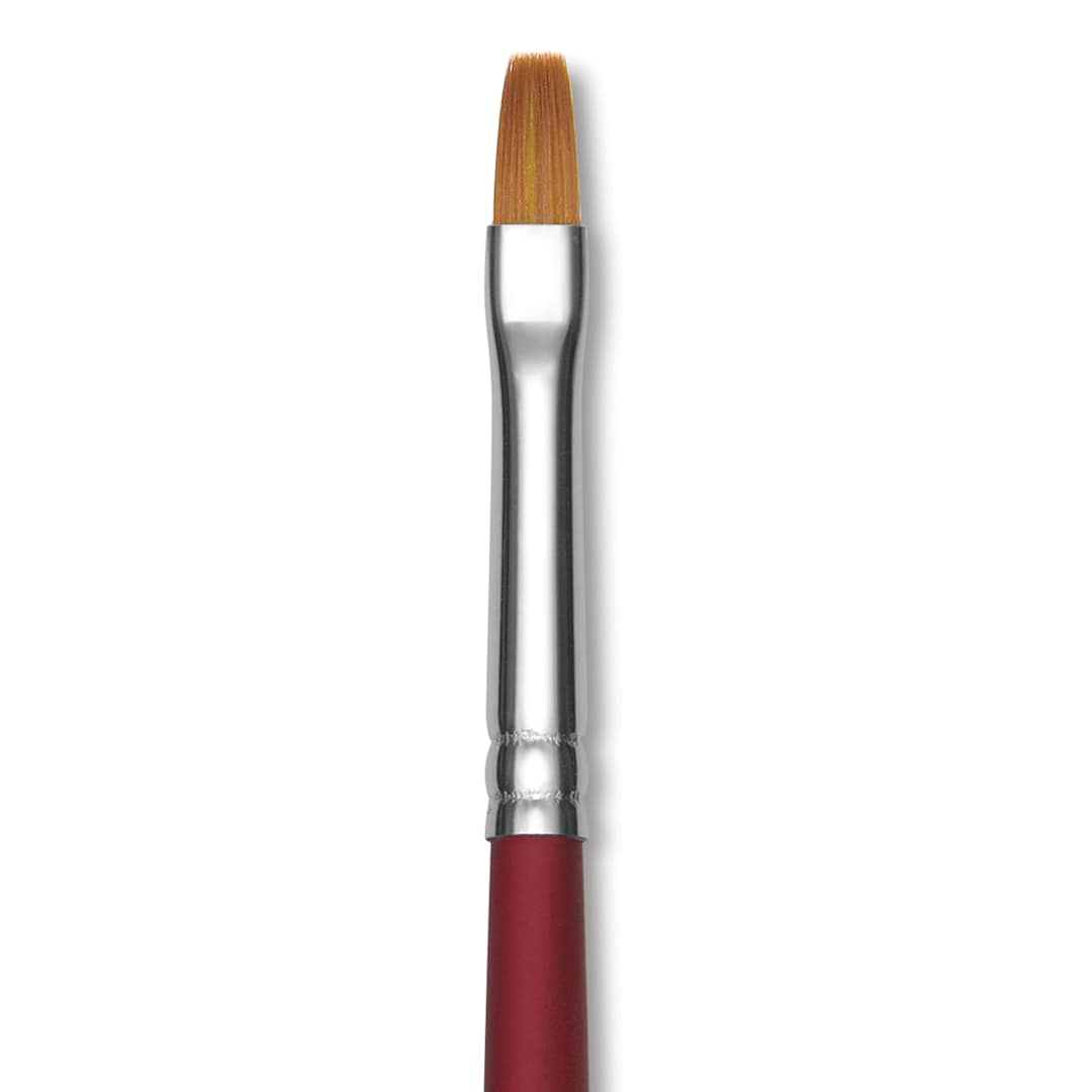 Open in modal - Princeton Velvetouch Series 3900 Synthetic Brush - Flat, Long Handle, Size 4 (close-up)