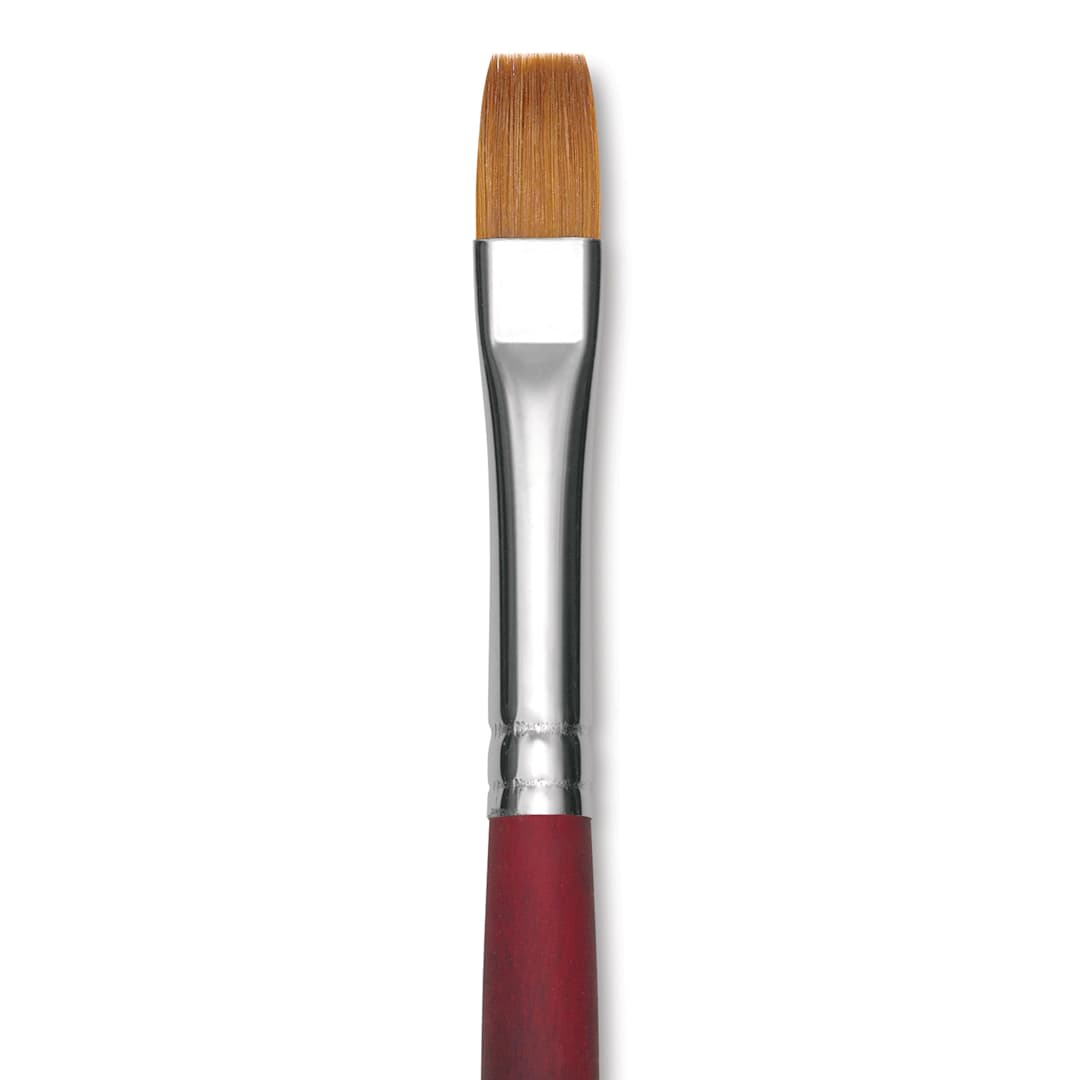Open in modal - Princeton Velvetouch Series 3900 Synthetic Brush - Flat, Long Handle, Size 8 (close-up)