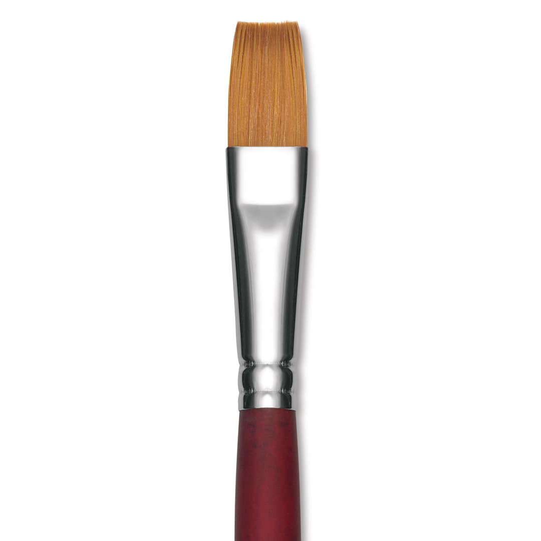 Open in modal - Princeton Velvetouch Series 3900 Synthetic Brush - Flat, Long Handle, Size 16 (close-up)