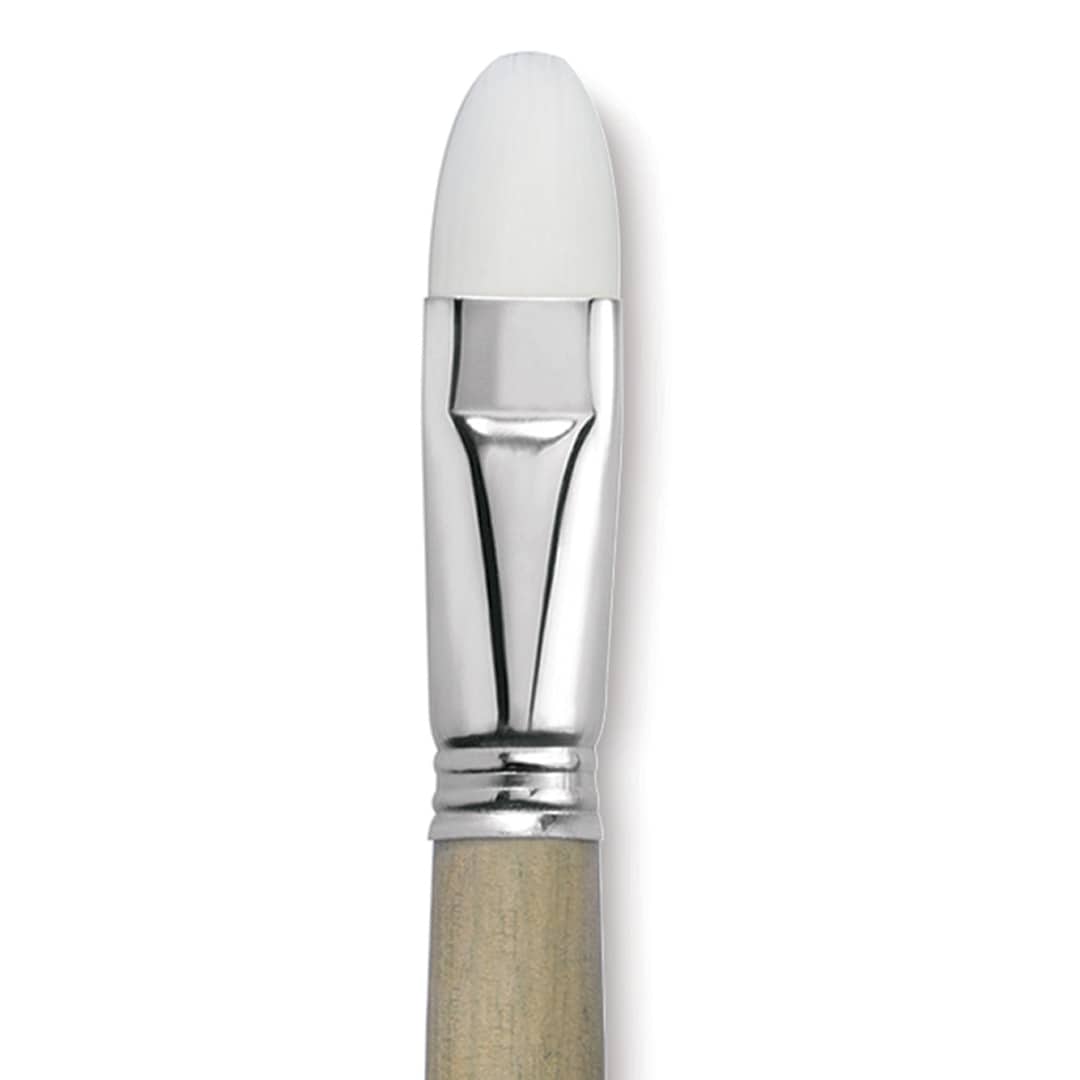 Open in modal - Escoda Perla Toray White Synthetic Brush - Bright, Long Handle, Size 20 close up