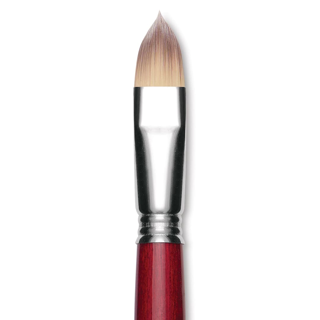 Open in modal - Escoda Opera Takatsu Synthetic Brush - Filbert, Long Handle, Size 18 (Close-up of brush)