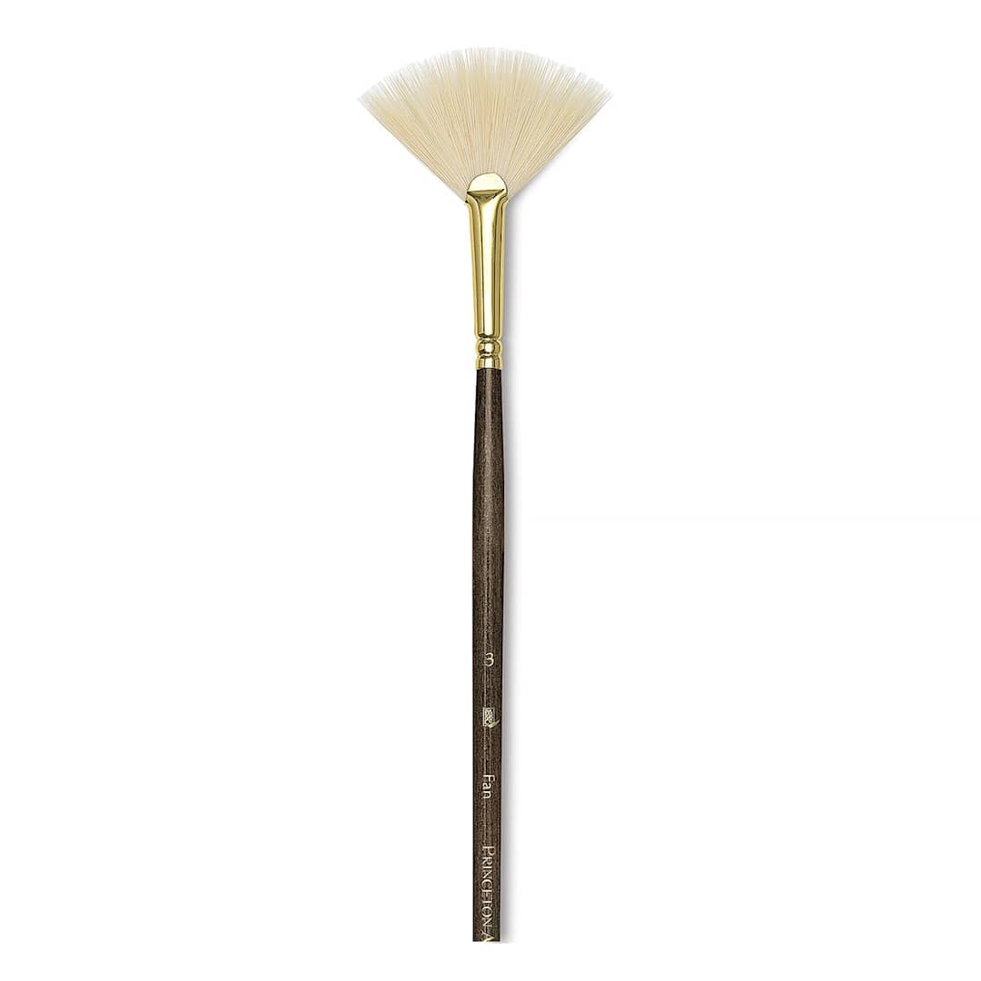 Open in modal - Princeton Series 6300 Dakota Synthetic Bristle Brush - Fan, Long Handle, Size 3, close up