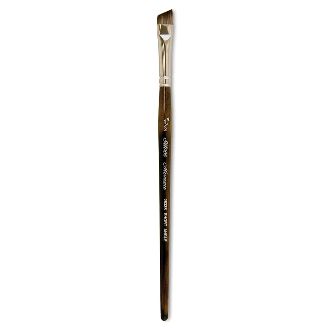 Open in modal - Silver Brush Monza Synthetic Mongoose Artist Brush - Short Angle, Short Handle, Size 1/2"