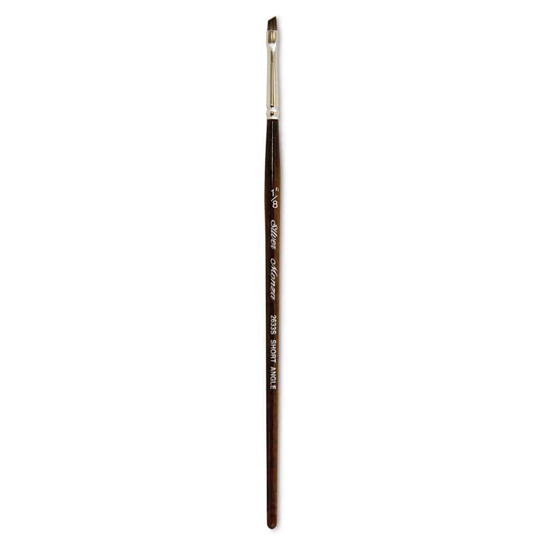 Open in modal - Silver Brush Monza Synthetic Mongoose Artist Brush - Short Angle, Short Handle, Size 1/8"
