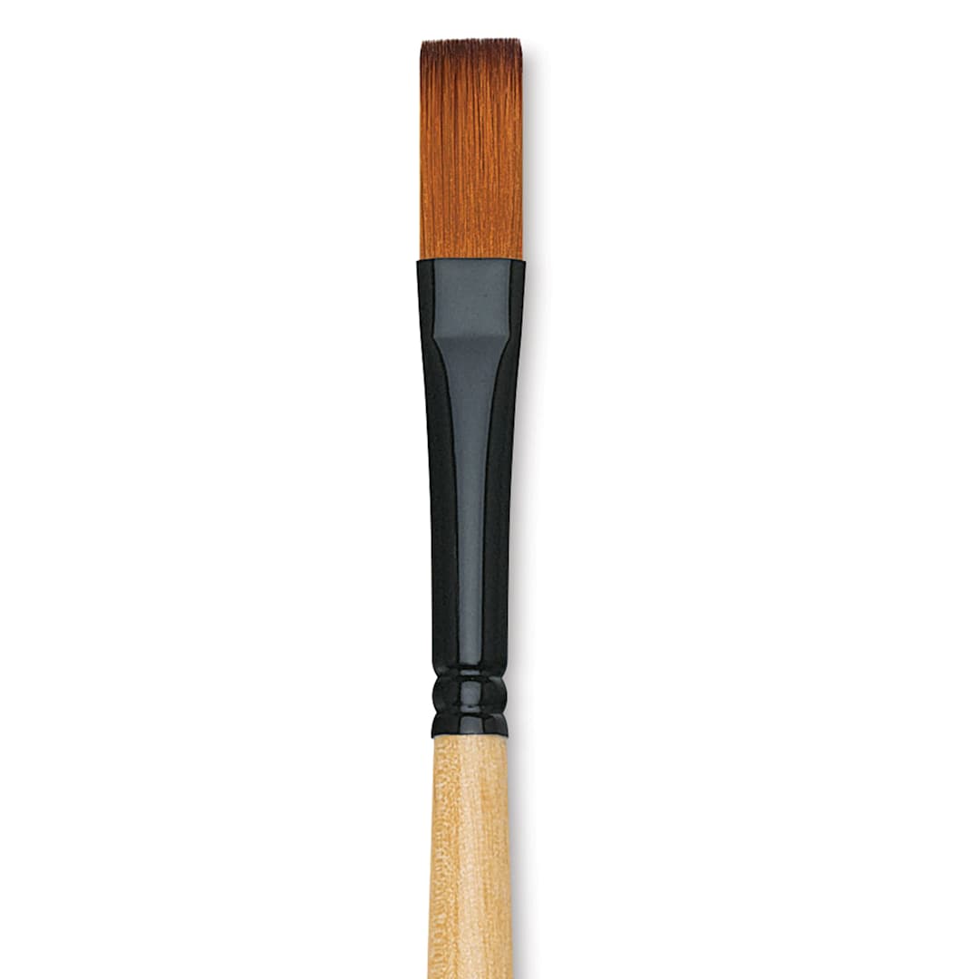 Open in modal - Dynasty Black Gold Brush - Flat, Long Handle, Size 4 close up