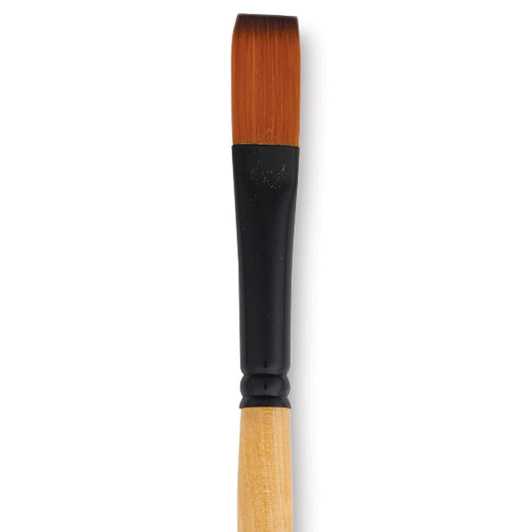 Open in modal - Dynasty Black Gold Brush - Flat, Long Handle, Size 8 close up