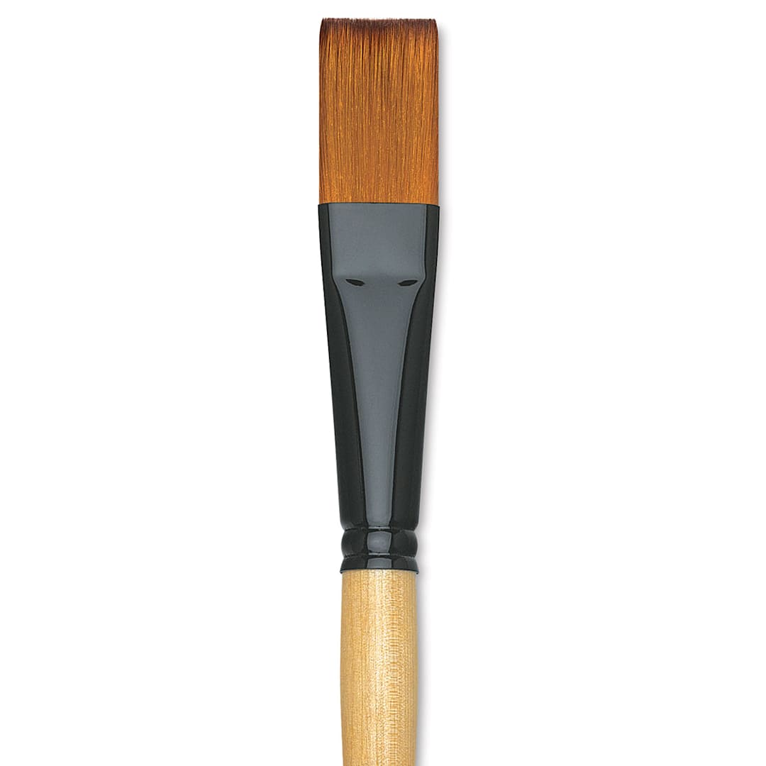 Open in modal - Dynasty Black Gold Brush - Flat, Long Handle, Size 12 close up