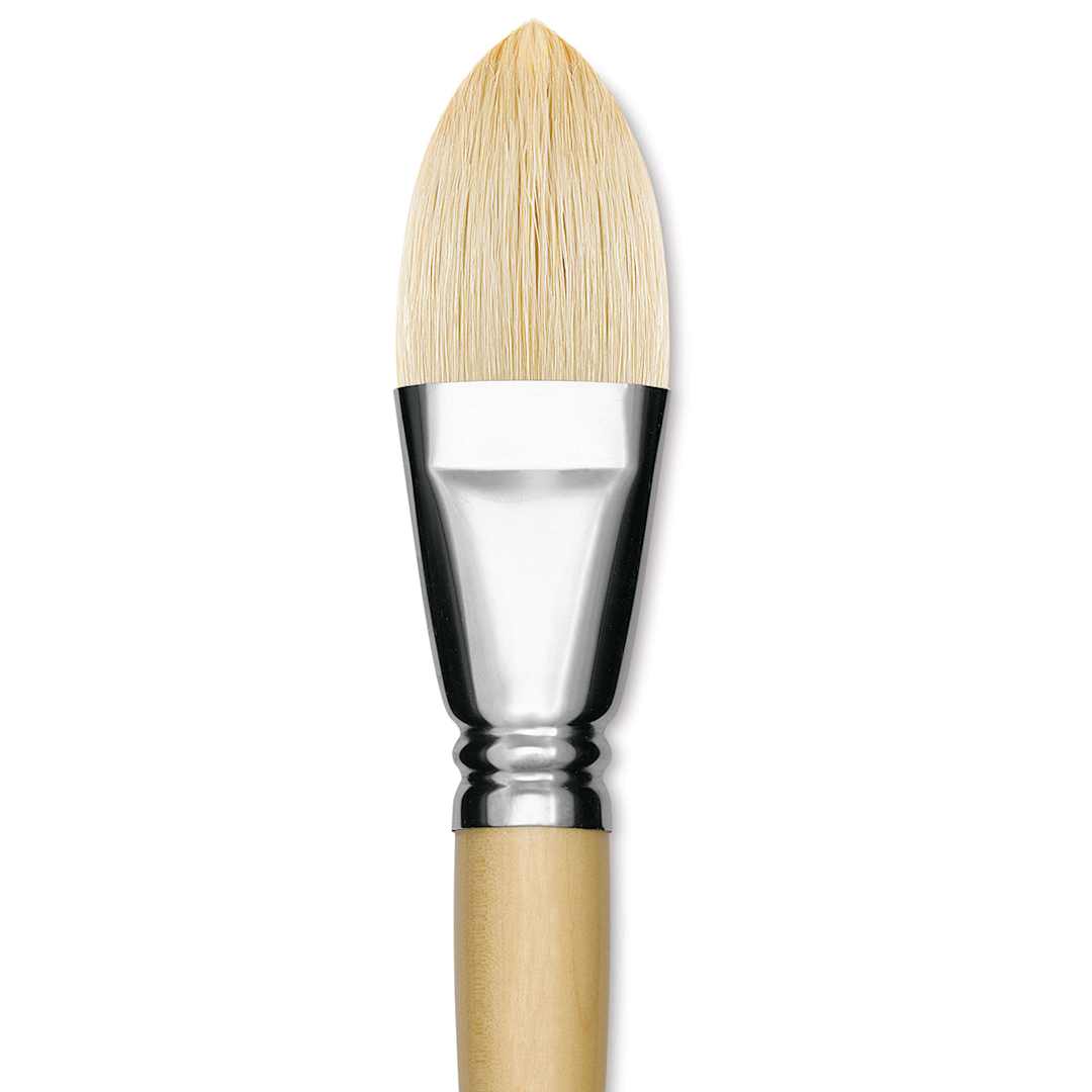 Open in modal - Escoda Clasico Chungking White Bristle Brush - Short Filbert, Long Handle, Size 30 close up