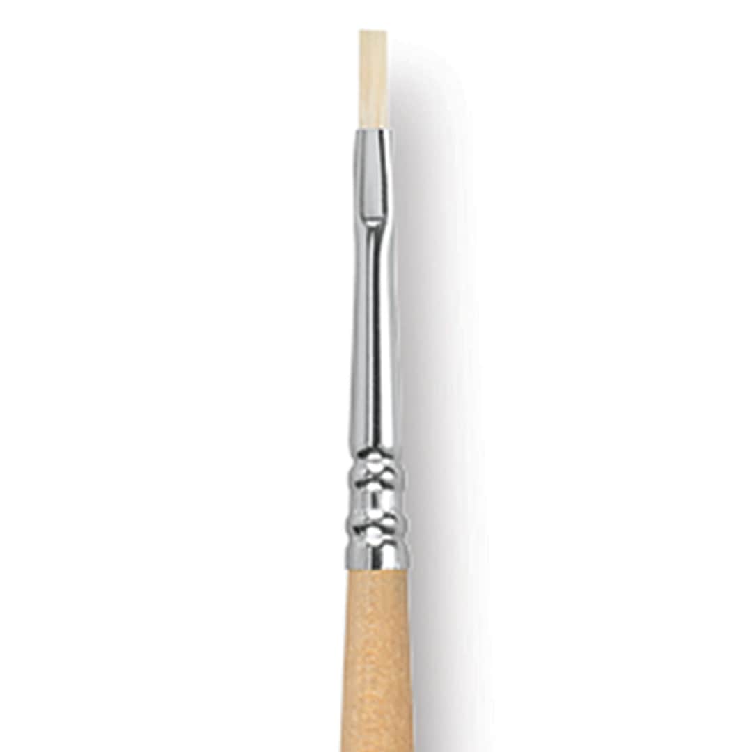 Open in modal - Escoda Clasico Chungking White Bristle Brush - Bright, Long Handle, Size 1 close up