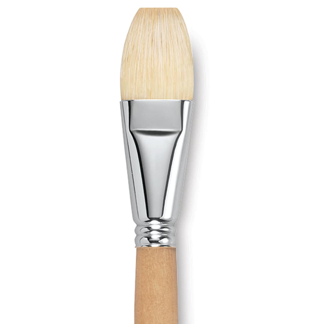 Open in modal - Escoda Clasico Chungking White Bristle Brush - Bright, Long Handle, Size 26 close up