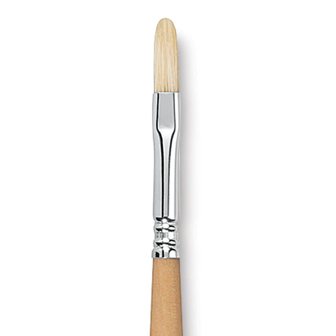 Open in modal - Escoda Clasico Chungking White Bristle Brush - Filbert, Long Handle, Size 8 close up