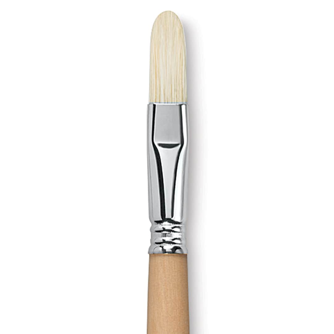 Open in modal - Escoda Clasico Chungking White Bristle Brush - Filbert, Long Handle, Size 16 close up