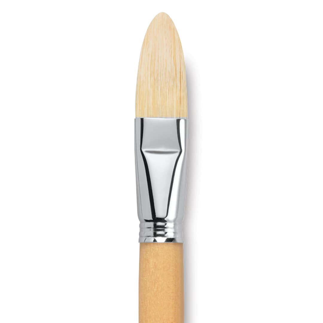 Open in modal - Escoda Clasico Chungking White Bristle Brush - Long Filbert, Long Handle, Size 24 close up