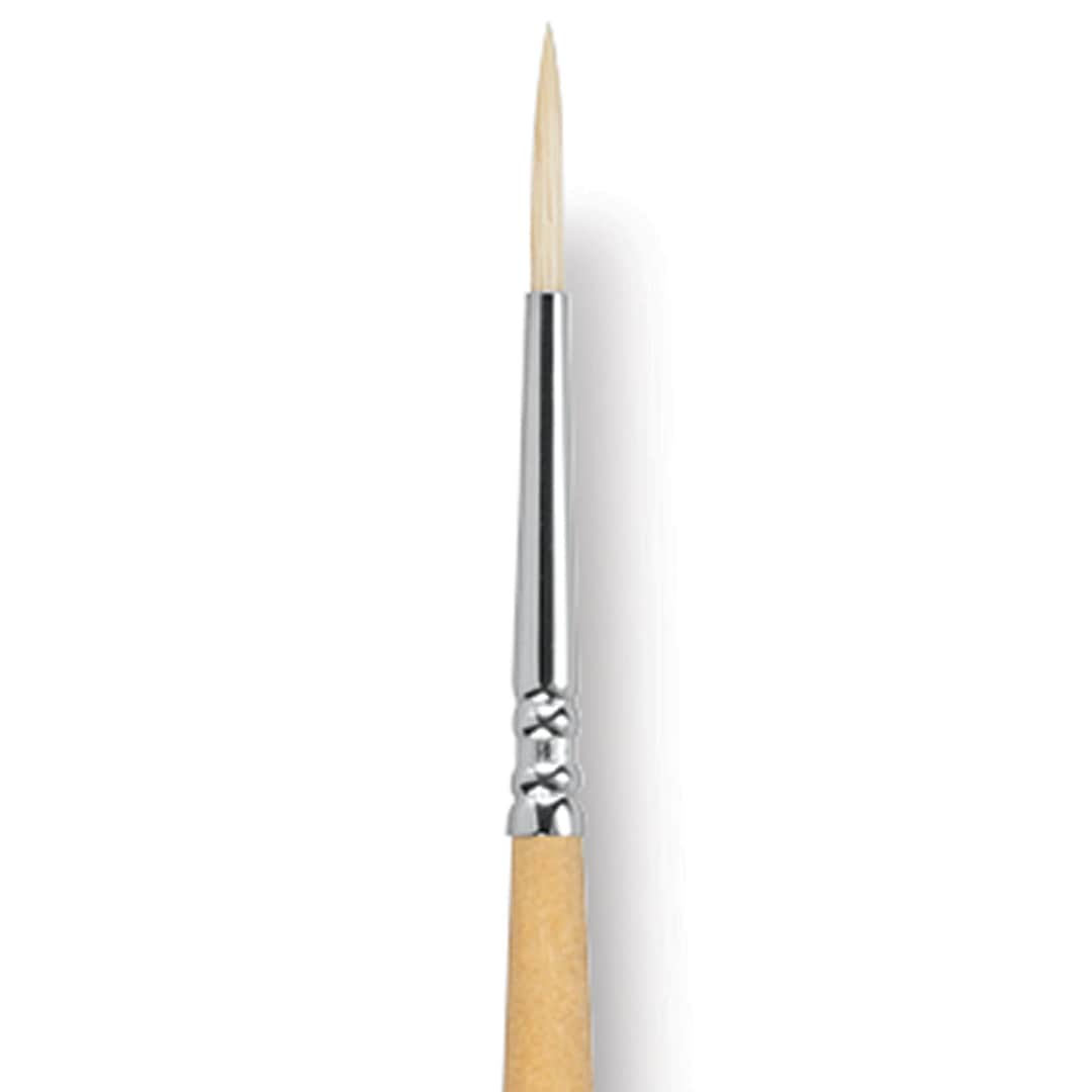 Open in modal - Escoda Clasico Chungking White Bristle Brush - Round, Long Handle, Size 2 close up