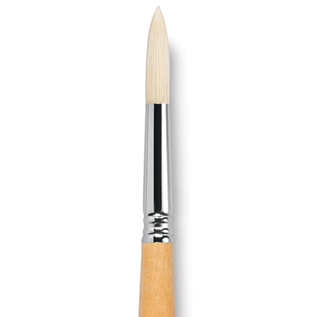 Open in modal - Escoda Clasico Chungking White Bristle Brush - Round, Long Handle, Size 14 close up