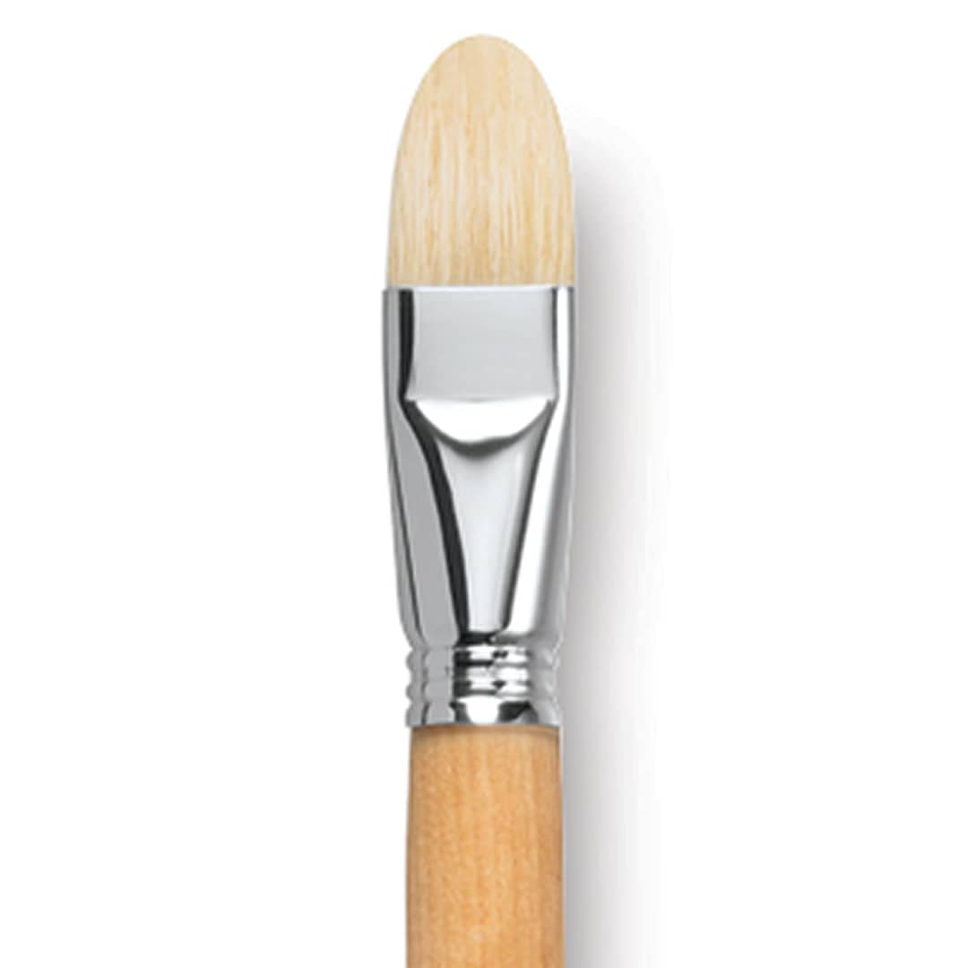 Open in modal - Escoda Clasico Chungking White Bristle Brush - Filbert, Extra Long Handle, Size 24 close up