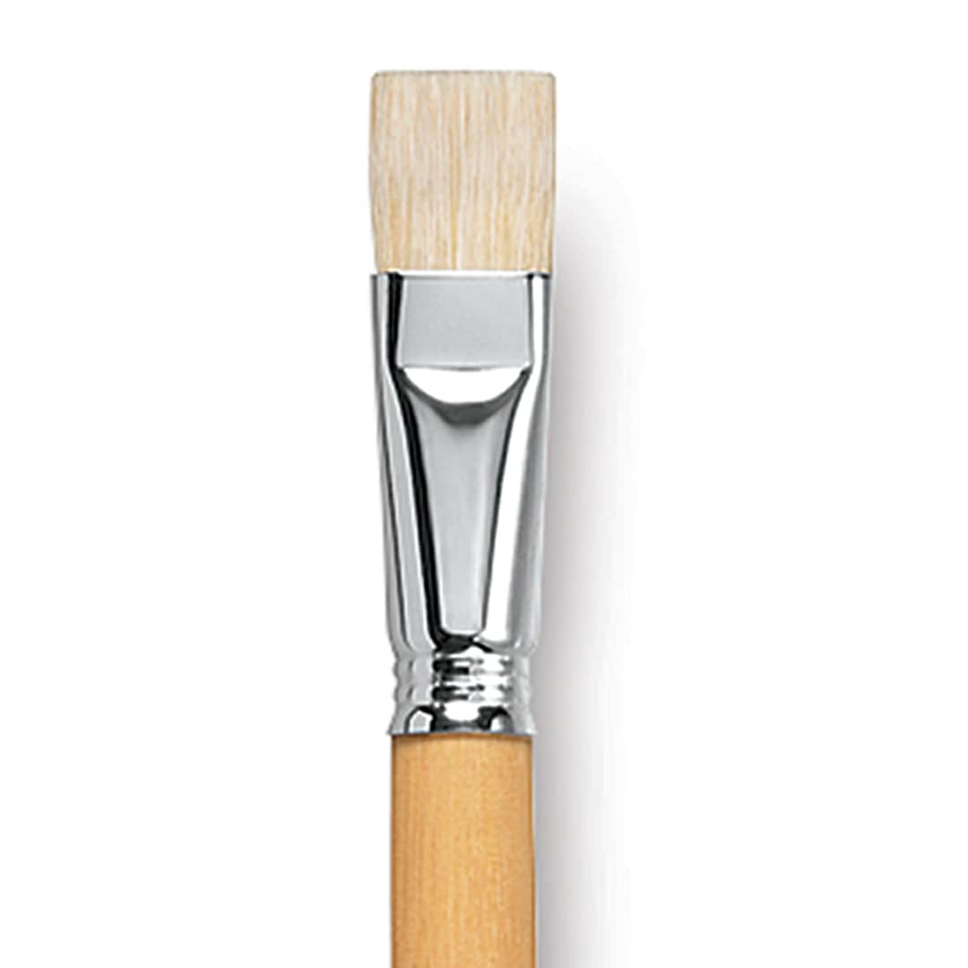 Open in modal - Escoda Clasico Chungking White Bristle Brush - Bright, Extra Long Handle, Size 22 close up