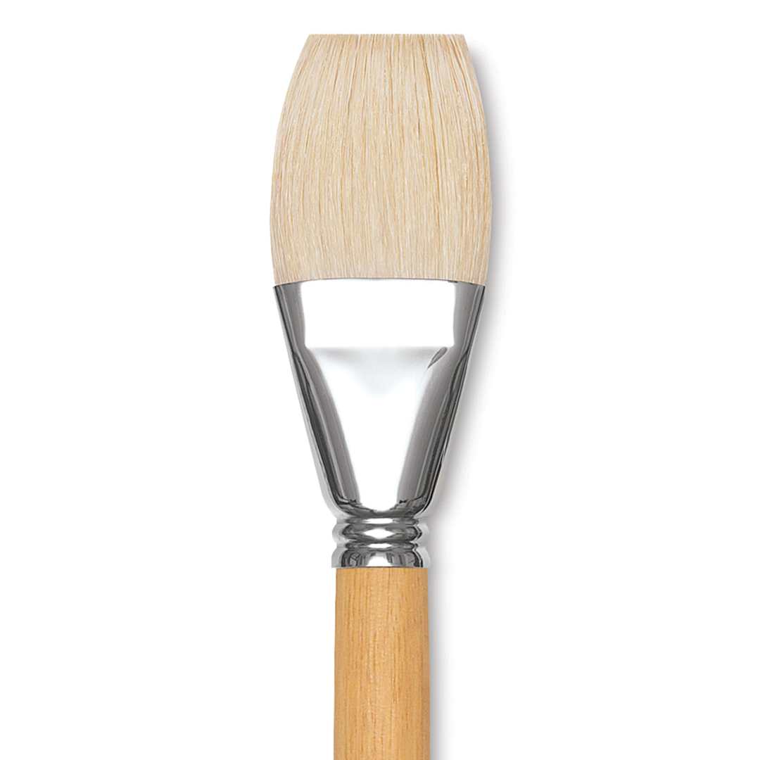 Open in modal - Escoda Clasico Chungking White Bristle Brush - Bright, Extra Long Handle, Size 32 close up