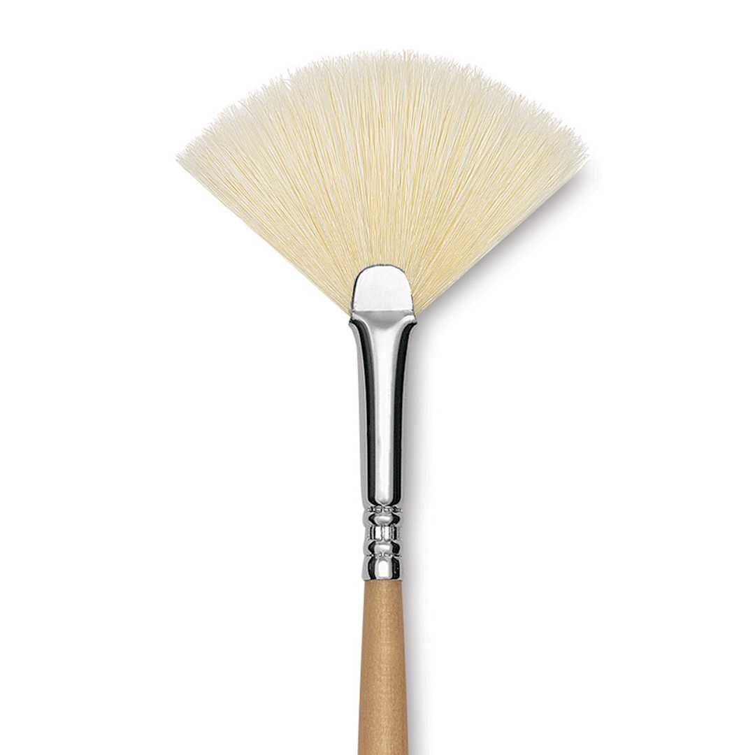 Open in modal - Escoda Clasico Chungking White Bristle Brush - Fan, Long Handle, Size 2 close up