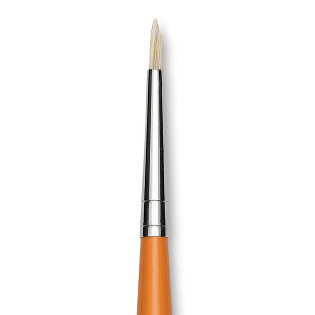 Open in modal - Isabey Chungking Interlocking Bristle Brush - Round, Long Handle, Size 2/0 close up
