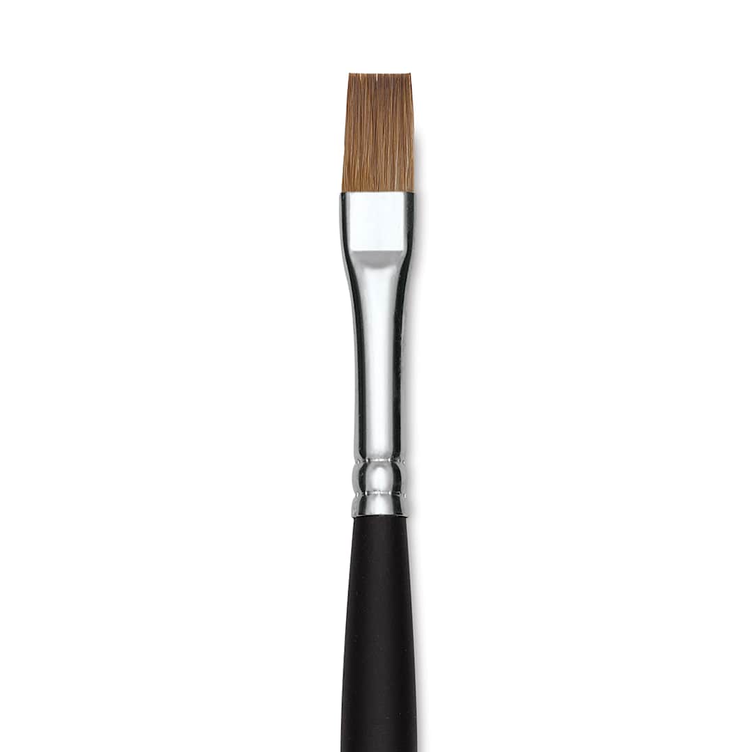 Open in modal - Old Holland Kolinsky Sable Brush - Flat, Long Handle, Size 6 close up