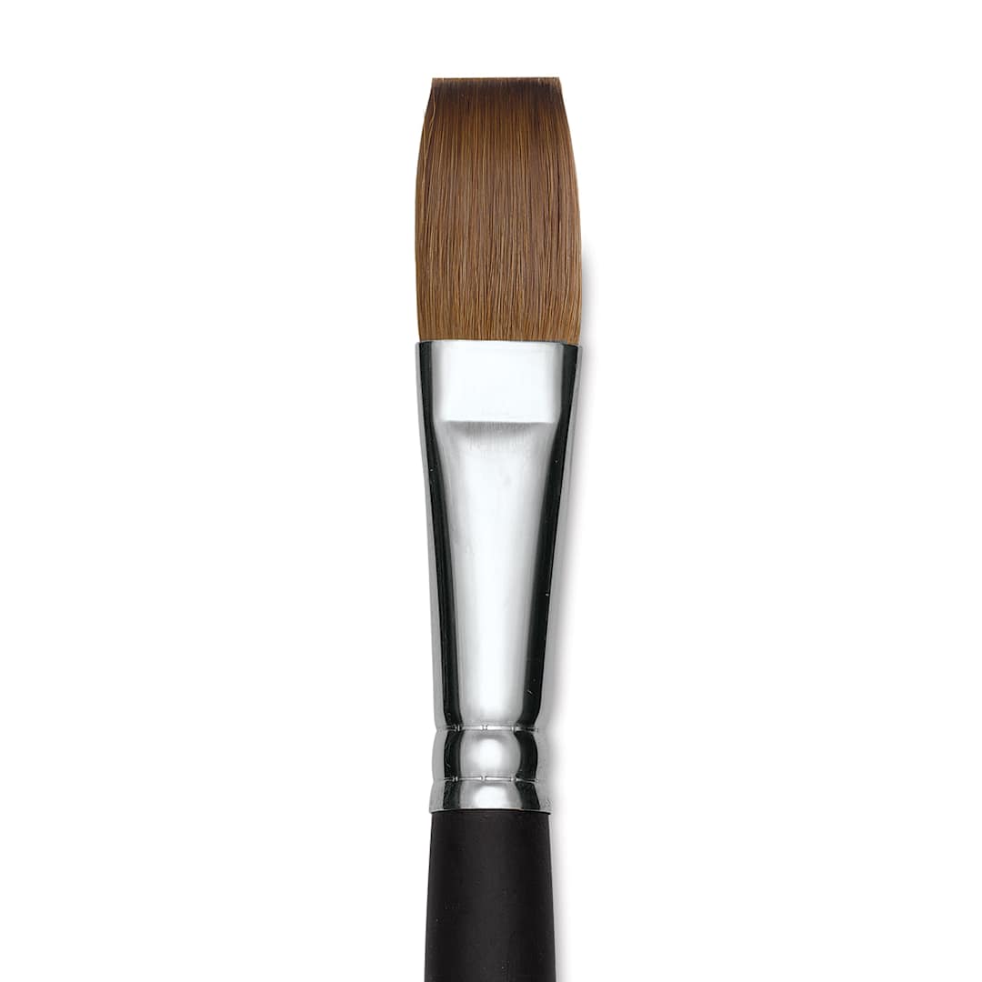 Open in modal - Old Holland Kolinsky Sable Brush - Flat, Long Handle, Size 18 close up