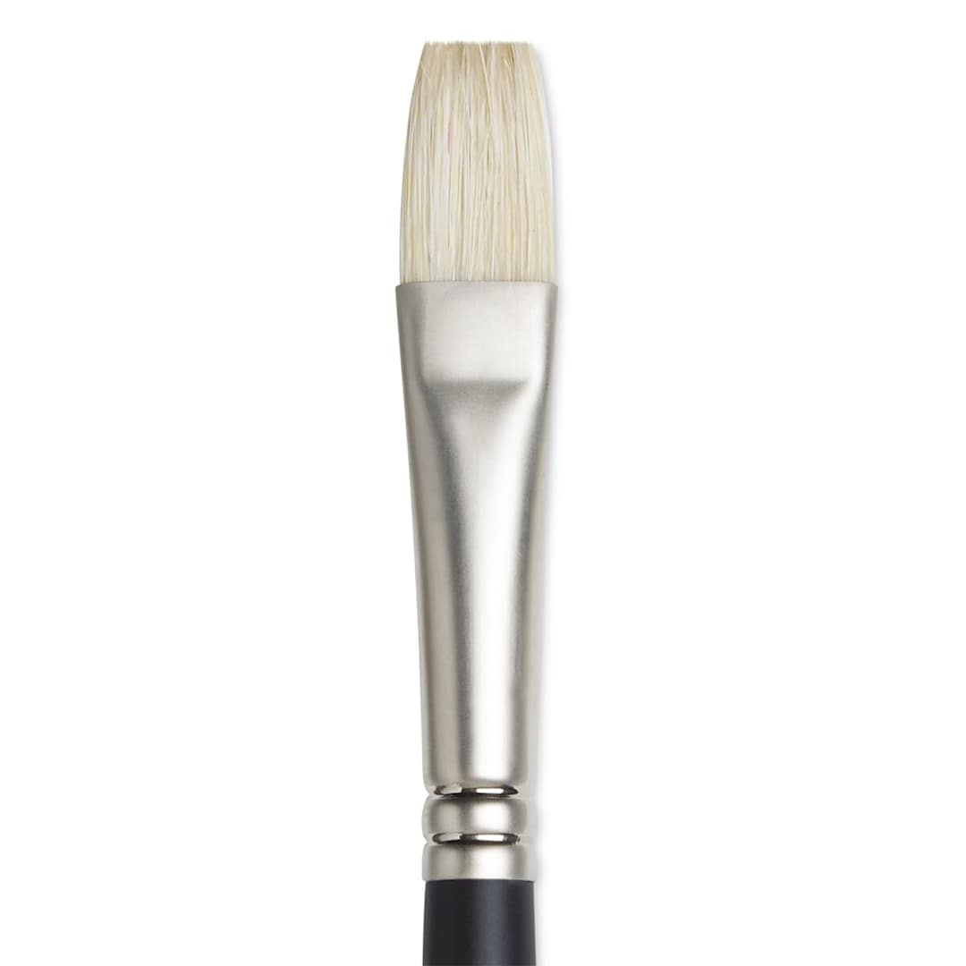 Open in modal - Winsor & Newton Artists' Oil Brush - Flat, Long Handle, Size 8 close up