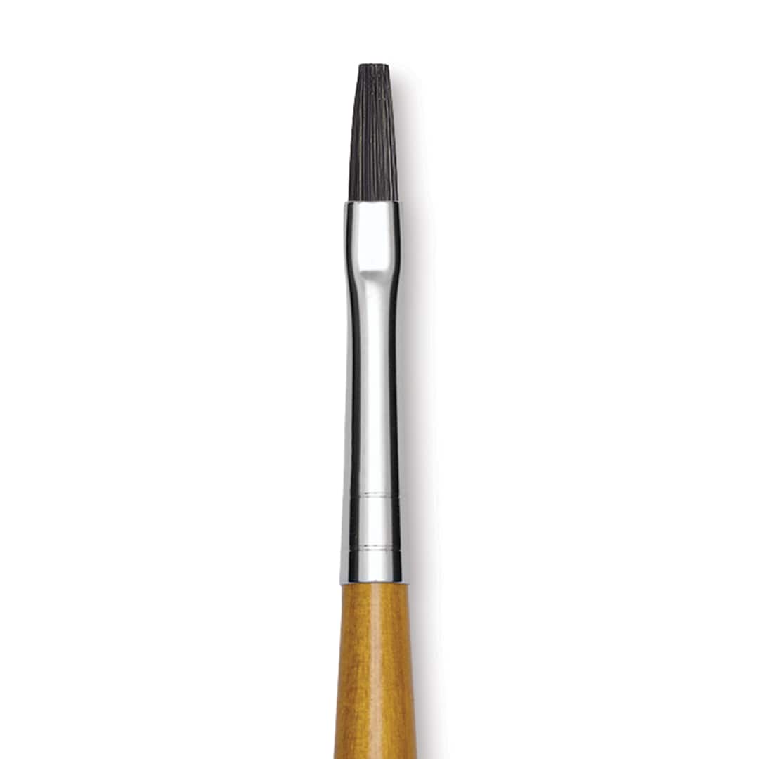 Open in modal - Isabey Isacryl Synthetic Brush - Long Flat, Long Handle, Size 0 close up