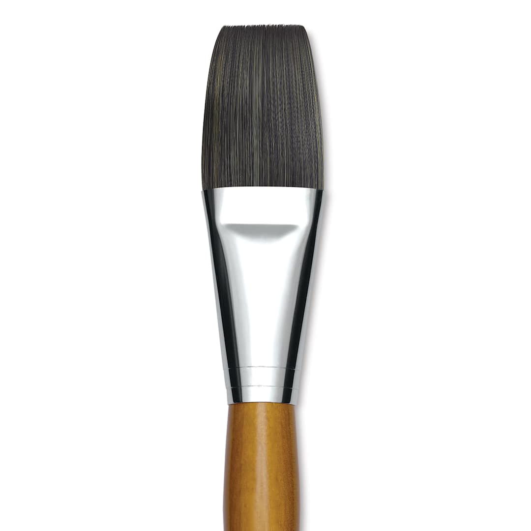 Open in modal - Isabey Isacryl Synthetic Brush - Long Flat, Long Handle, Size 18 close up