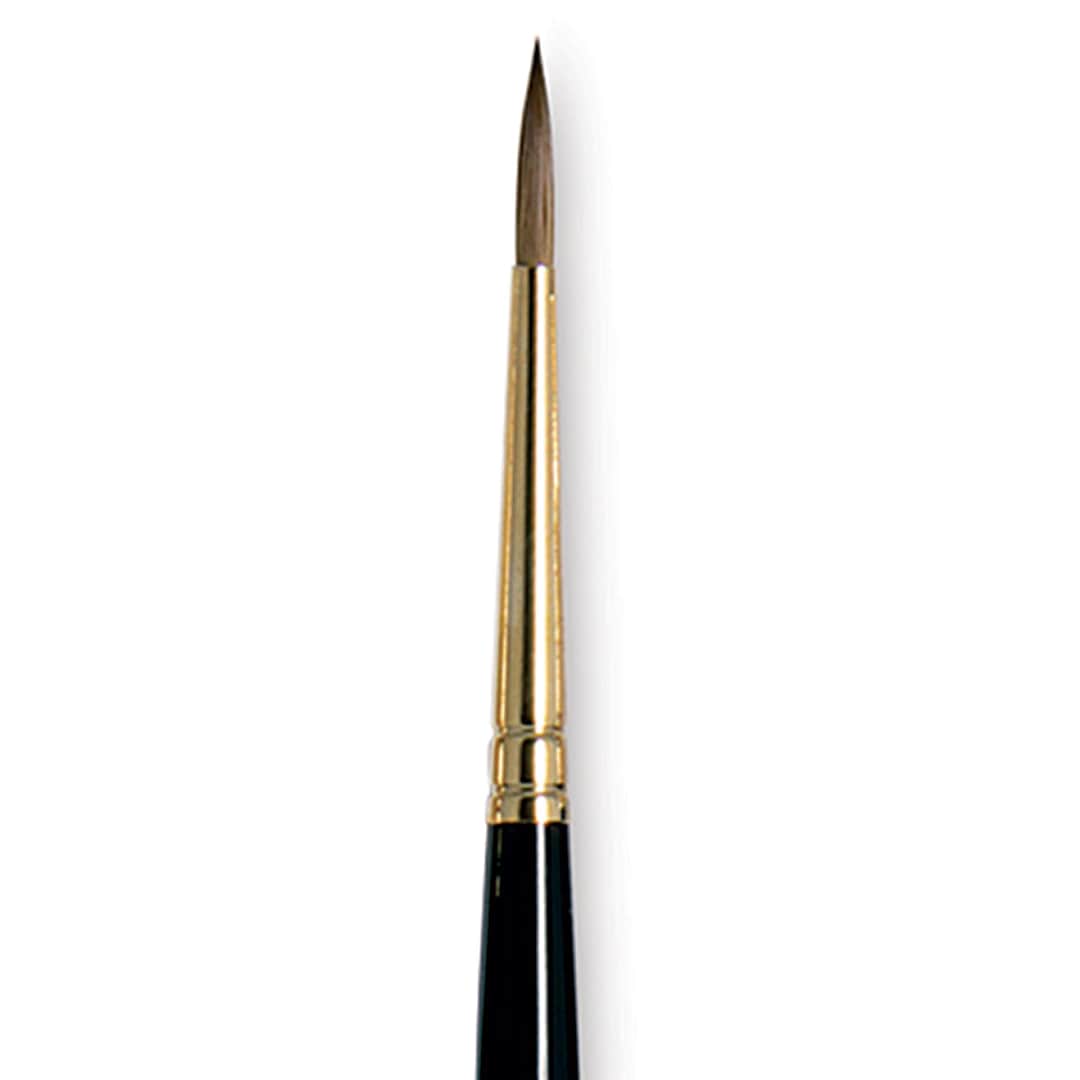 Open in modal - Da Vinci Maestro Kolinsky Brush - Full Belly Round, Short Handle, Size 1 close up