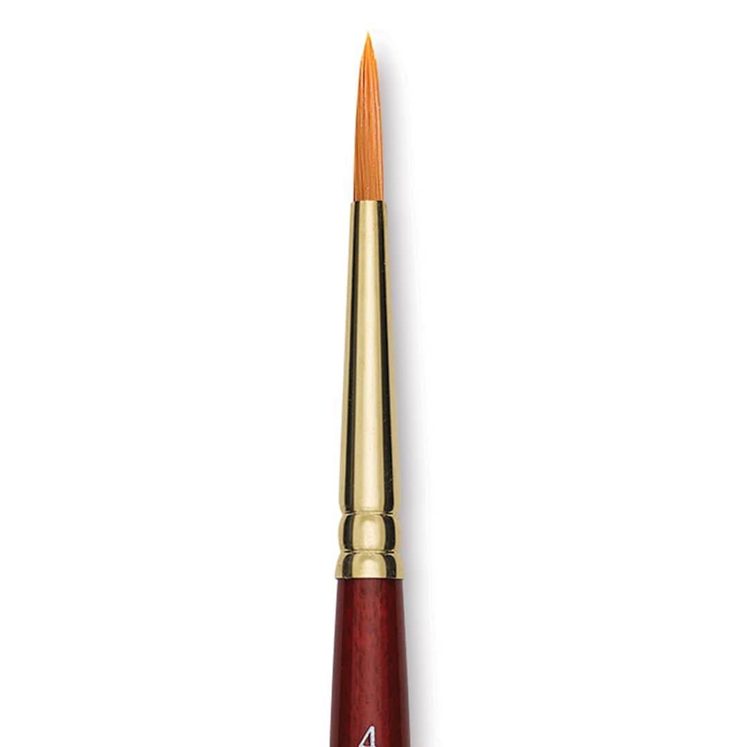 Open in modal - Grumbacher Goldenedge Brush - Round, Short Handle, Size 4 close up
