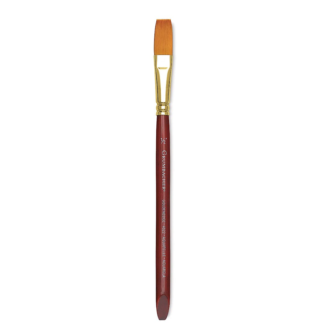 Open in modal - Grumbacher Goldenedge Brush - Aquarelle, Short Handle, Size 1/2"