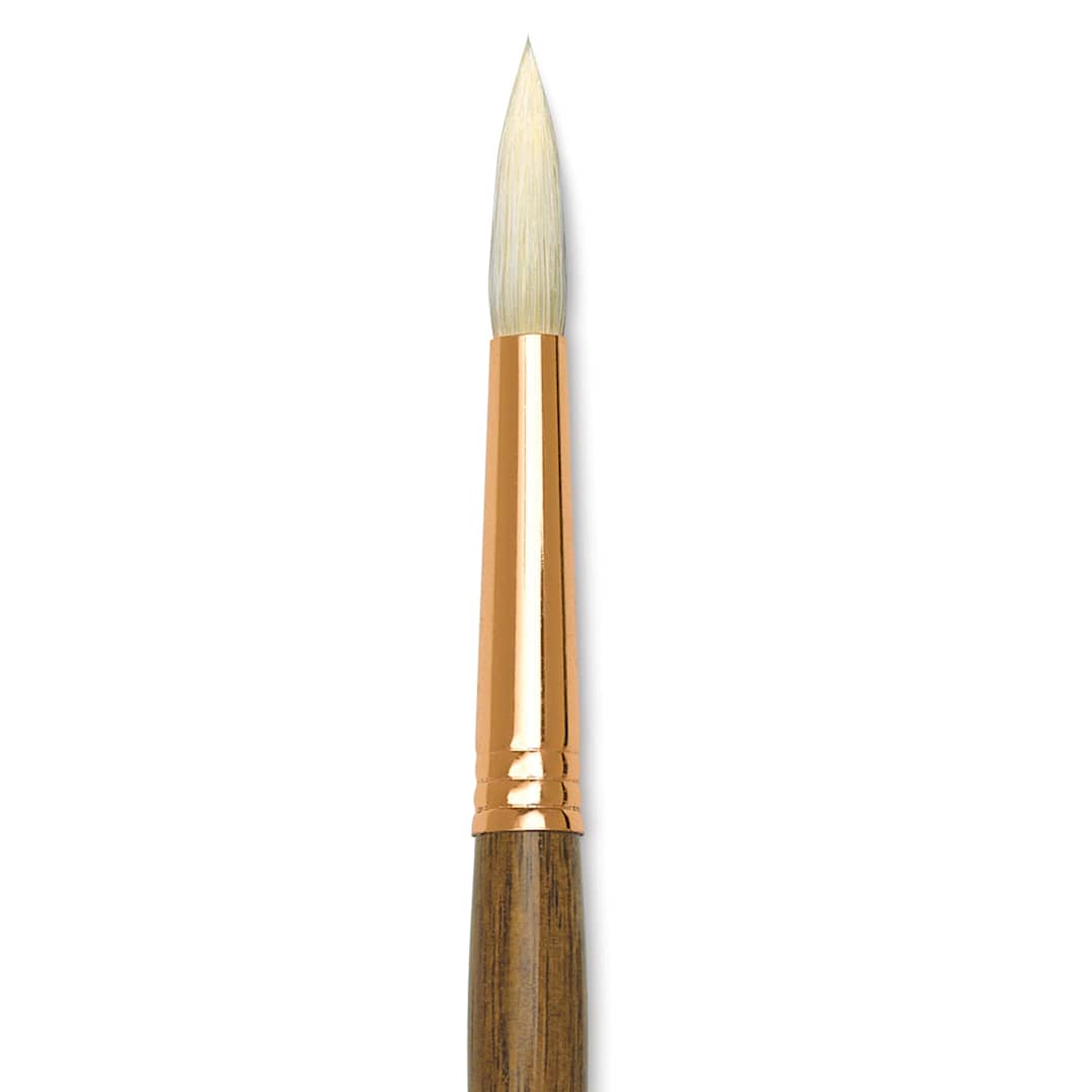 Open in modal - Princeton Best Natural Bristle Brush - Round, Long Handle, Size 8 close up