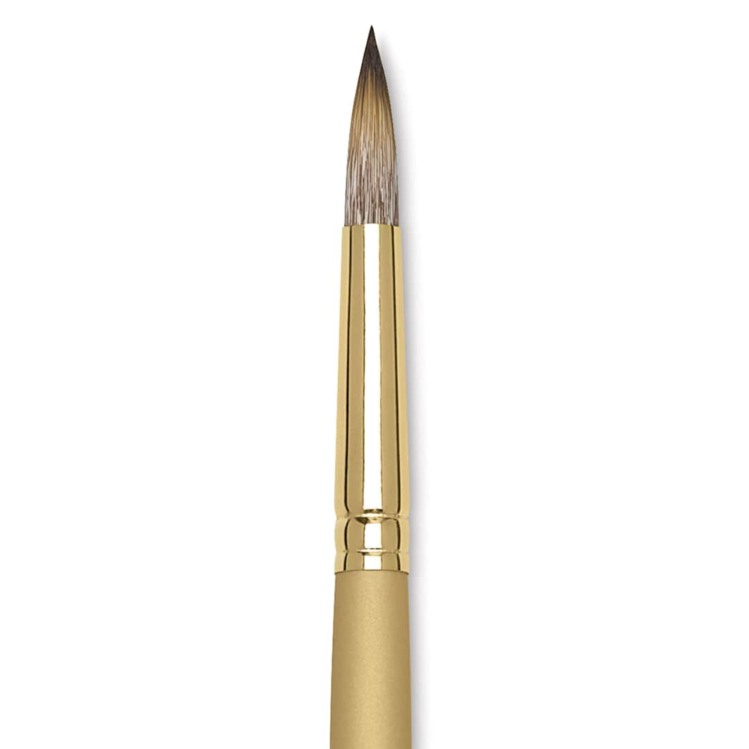 Open in modal - Princeton Synthetic Mongoose Brush - Round, Long Handle, Size 12 close up