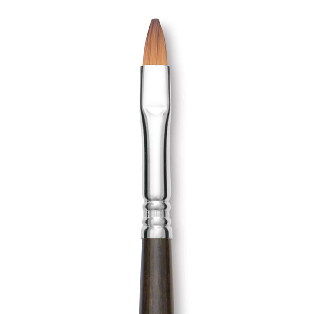 Open in modal - Escoda Prado Tame Synthetic Brush - Bright, Long Handle, Size 8 (Close-up of brush)