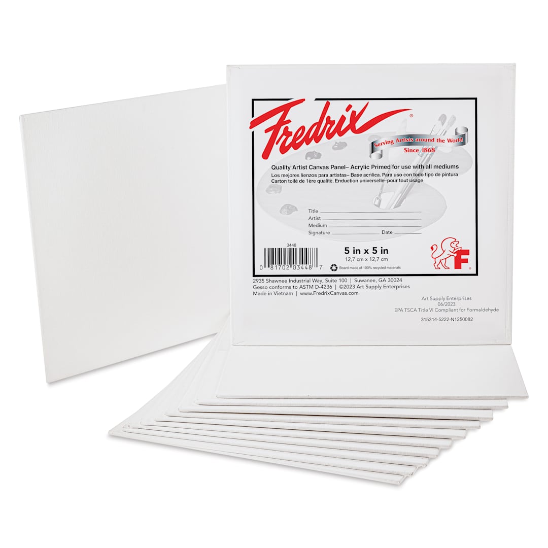 Open in modal - Fredrix Artist Series Standard Canvas Panels - 5" x 5", Pkg of 12