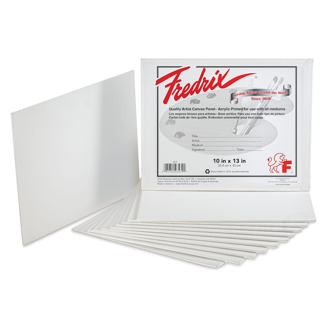 Open in modal - Fredrix Artist Series Standard Canvas Panels - 10" x 13", Pkg of 12