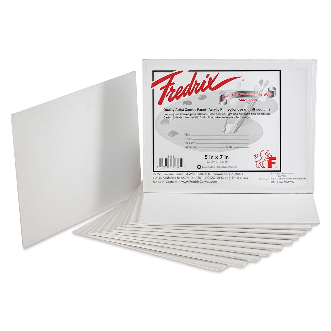 Open in modal - Fredrix Artist Series Standard Canvas Panels - 5" x 7", Pkg of 12