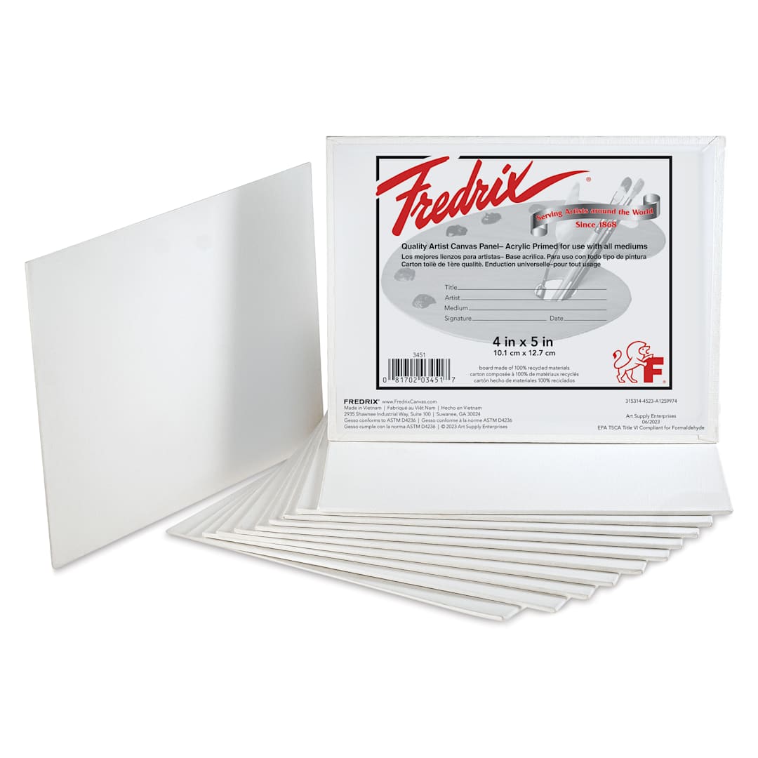 Open in modal - Fredrix Artist Series Standard Canvas Panels - 4" x 5", Pkg of 12